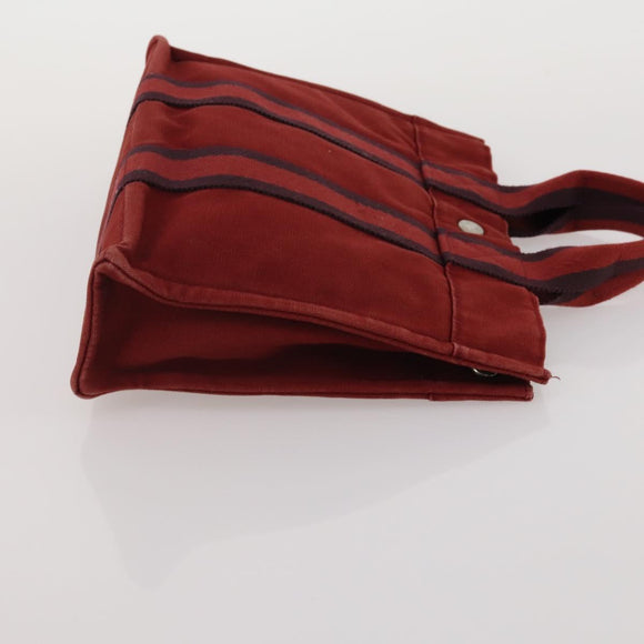 HERMES Fourre Tout Hand Bag Cotton 2 Set Red Auth BA13880