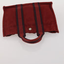 HERMES Fourre Tout Hand Bag Cotton 2 Set Red Auth BA13880-13