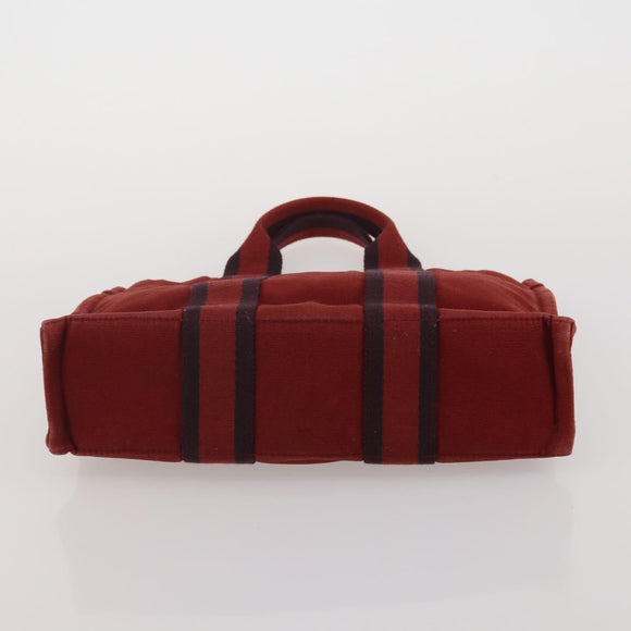 HERMES Fourre Tout Hand Bag Cotton 2 Set Red Auth BA13880