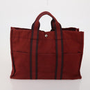 HERMES Fourre Tout Hand Bag Cotton 2 Set Red Auth BA13880-2
