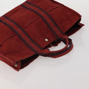 HERMES Fourre Tout Hand Bag Cotton 2 Set Red Auth BA13880-5