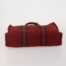 HERMES Fourre Tout Hand Bag Cotton 2 Set Red Auth BA13880-7