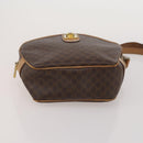 CELINE Macadam Canvas Shoulder Bag PVC Leather 5 Set Brown Auth BA13881-10