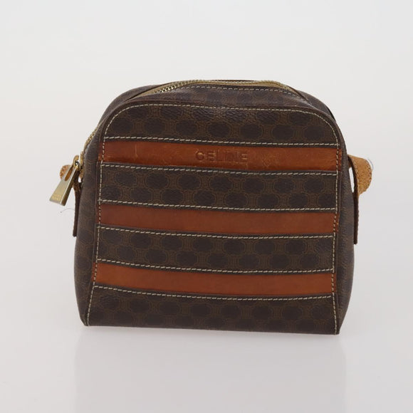 CELINE Macadam Canvas Shoulder Bag PVC Leather 5 Set Brown Auth BA13881