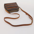 CELINE Macadam Canvas Shoulder Bag PVC Leather 5 Set Brown Auth BA13881-14