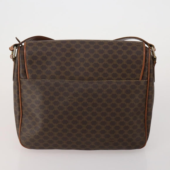 CELINE Macadam Canvas Shoulder Bag PVC Leather 5 Set Brown Auth BA13881