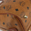 MCM Vicetos Hand Bag PVC Leather Brown Gold Auth BA13884-14