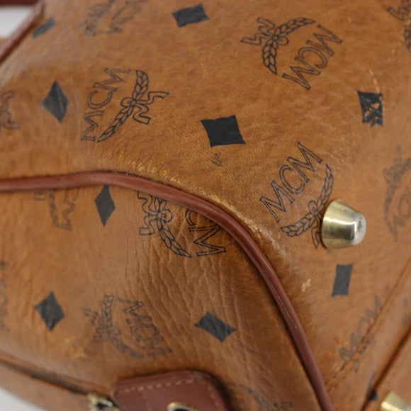 MCM Vicetos Hand Bag PVC Leather Brown Gold Auth BA13884