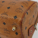 MCM Vicetos Hand Bag PVC Leather Brown Gold Auth BA13884-15