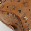 MCM Vicetos Hand Bag PVC Leather Brown Gold Auth BA13884-16