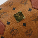 MCM Vicetos Hand Bag PVC Leather Brown Gold Auth BA13884-15