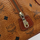 MCM Vicetos Hand Bag PVC Leather Brown Gold Auth BA13884-17