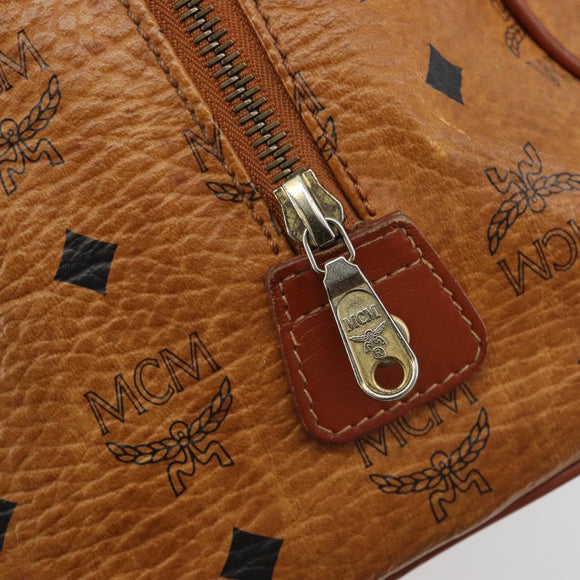 MCM Vicetos Hand Bag PVC Leather Brown Gold Auth BA13884