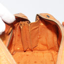 MCM Vicetos Hand Bag PVC Leather Brown Gold Auth BA13884-18