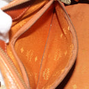 MCM Vicetos Hand Bag PVC Leather Brown Gold Auth BA13884-21