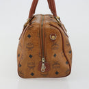 MCM Vicetos Hand Bag PVC Leather Brown Gold Auth BA13884-4