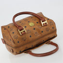 MCM Vicetos Hand Bag PVC Leather Brown Gold Auth BA13884-6