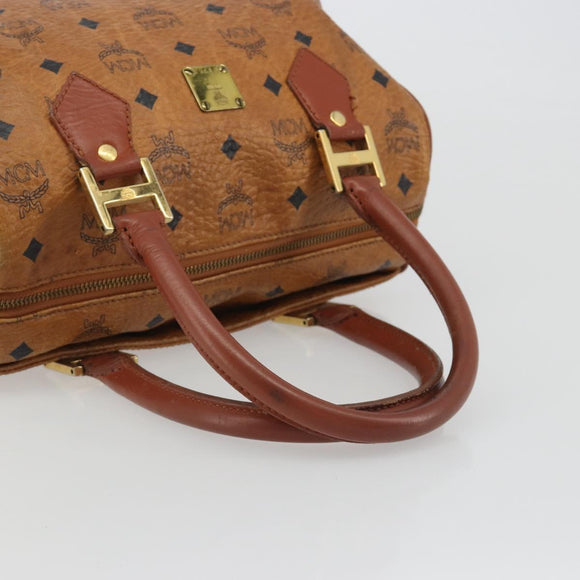 MCM Vicetos Hand Bag PVC Leather Brown Gold Auth BA13884