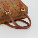 MCM Vicetos Hand Bag PVC Leather Brown Gold Auth BA13884-7