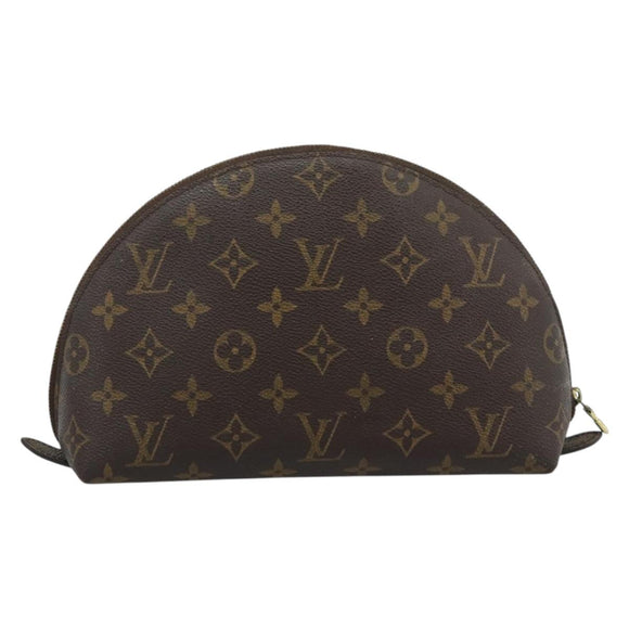 LOUIS VUITTON Monogram Trousse Demi Ronde Cosmetic Pouch M47520 LV Auth BA13889