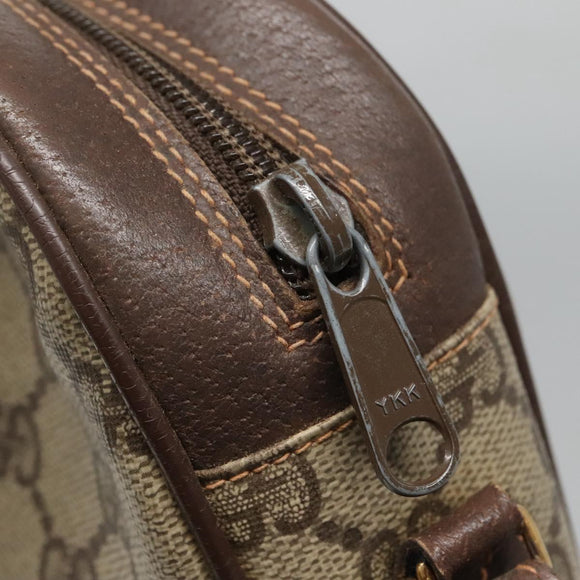 GUCCI GG Supreme Web Sherry Line Bag PVC Beige Gold 156 01 034 Auth BA1389