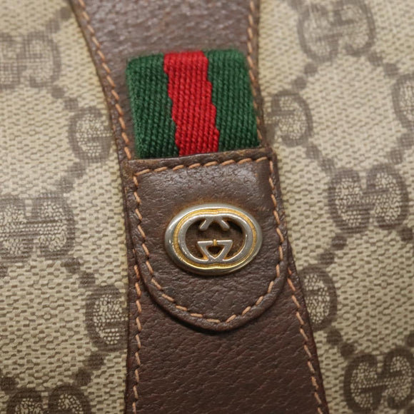 GUCCI GG Supreme Web Sherry Line Bag PVC Beige Gold 156 01 034 Auth BA1389