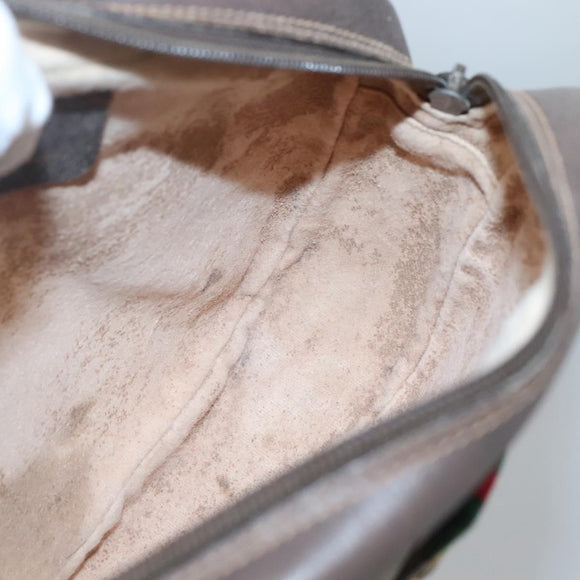 GUCCI GG Supreme Web Sherry Line Bag PVC Beige Gold 156 01 034 Auth BA1389