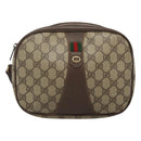GUCCI GG Supreme Web Sherry Line Bag PVC Beige Gold 156 01 034 Auth BA1389-13