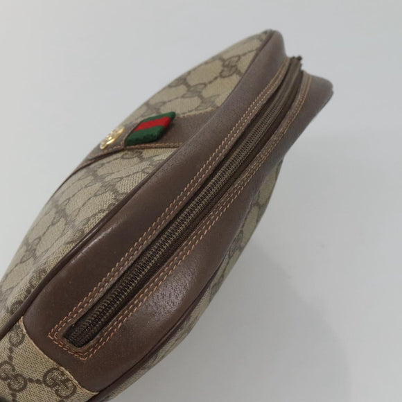 GUCCI GG Supreme Web Sherry Line Bag PVC Beige Gold 156 01 034 Auth BA1389