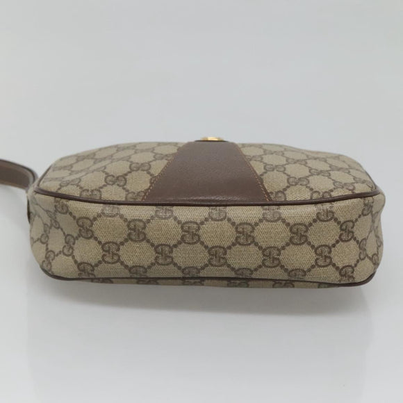 GUCCI GG Supreme Web Sherry Line Bag PVC Beige Gold 156 01 034 Auth BA1389