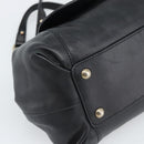 Salvatore Ferragamo Vara Ribbon Chain Hand Bag Leather Black Auth BA13892A-14