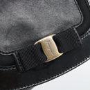Salvatore Ferragamo Vara Ribbon Chain Hand Bag Leather Black Auth BA13892A-10