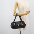 Salvatore Ferragamo Vara Ribbon Chain Hand Bag Leather Black Auth BA13892A-22
