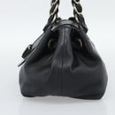 Salvatore Ferragamo Vara Ribbon Chain Hand Bag Leather Black Auth BA13892A-4