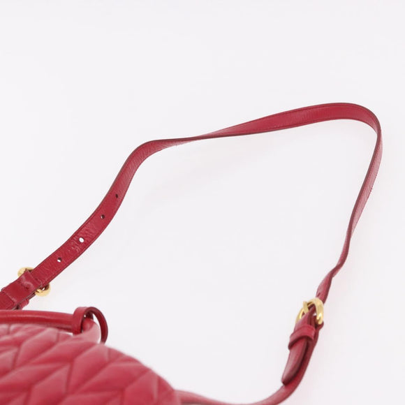 Miu Miu Matelasse Hand Bag Leather 2way Red Gold Auth BA13893V