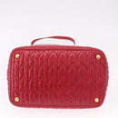 Miu Miu Matelasse Hand Bag Leather 2way Red Gold Auth BA13893V-5