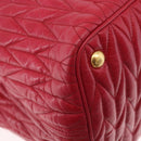 Miu Miu Matelasse Hand Bag Leather 2way Red Gold Auth BA13893V-12