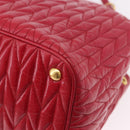 Miu Miu Matelasse Hand Bag Leather 2way Red Gold Auth BA13893V-16