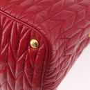 Miu Miu Matelasse Hand Bag Leather 2way Red Gold Auth BA13893V-18