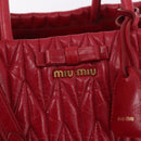 Miu Miu Matelasse Hand Bag Leather 2way Red Gold Auth BA13893V-19