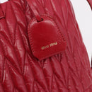 Miu Miu Matelasse Hand Bag Leather 2way Red Gold Auth BA13893V-20