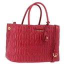 Miu Miu Matelasse Hand Bag Leather 2way Red Gold Auth BA13893V-1