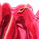 Miu Miu Matelasse Hand Bag Leather 2way Red Gold Auth BA13893V-26