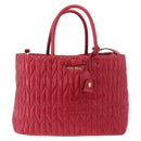 Miu Miu Matelasse Hand Bag Leather 2way Red Gold Auth BA13893V-13