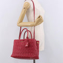 Miu Miu Matelasse Hand Bag Leather 2way Red Gold Auth BA13893V-31
