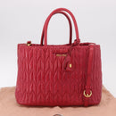 Miu Miu Matelasse Hand Bag Leather 2way Red Gold Auth BA13893V-12