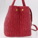 Miu Miu Matelasse Hand Bag Leather 2way Red Gold Auth BA13893V-4