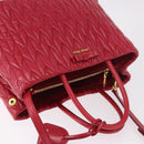 Miu Miu Matelasse Hand Bag Leather 2way Red Gold Auth BA13893V-6