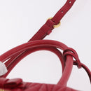 Miu Miu Matelasse Hand Bag Leather 2way Red Gold Auth BA13893V-14