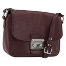 Miu Miu Shoulder Bag Leather Bordeaux Silver Auth BA13896A-1